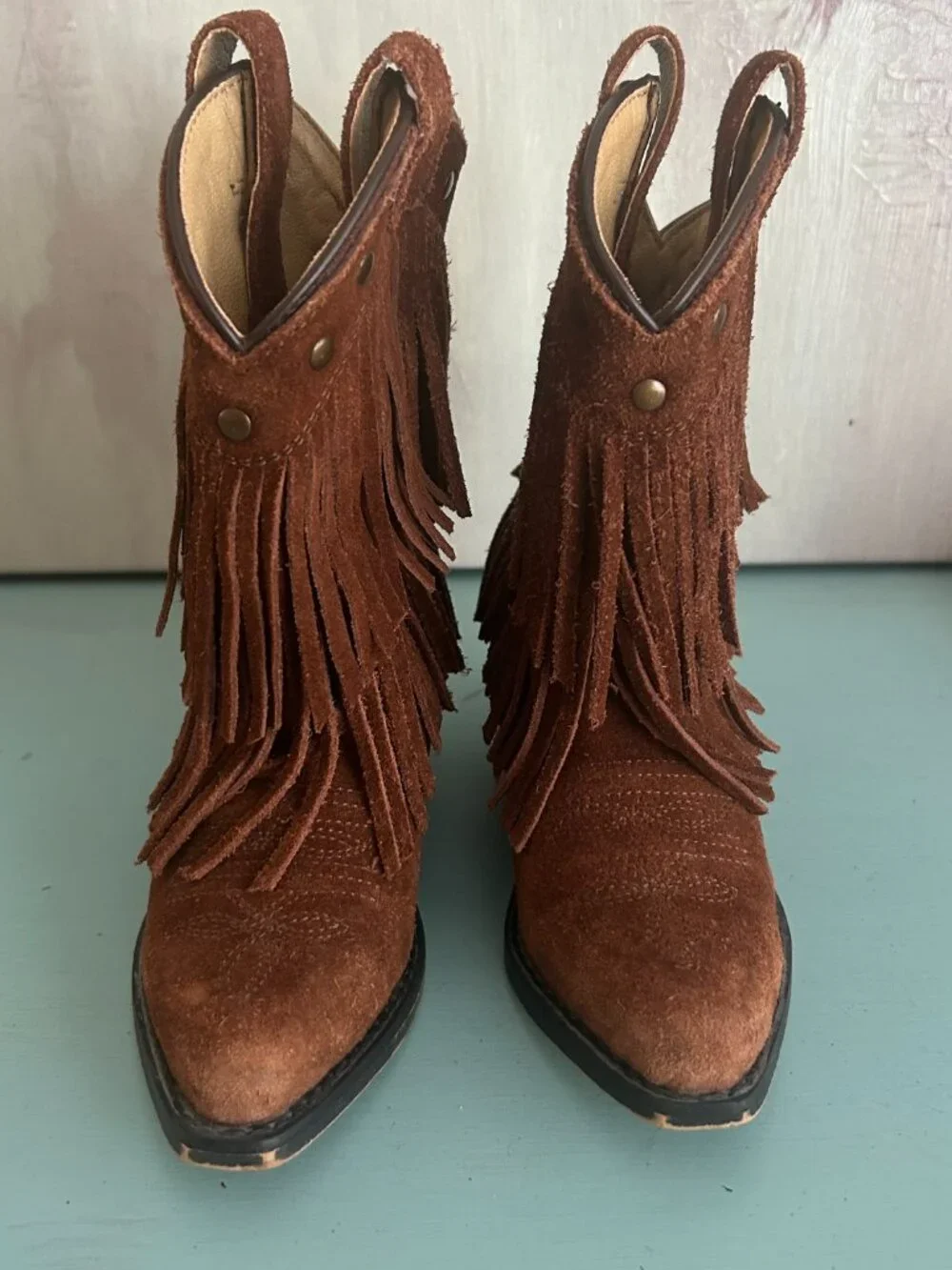 Smoky Mountain Girls Wisteria Double Fringe Tan Western Boot Size 9 Cowgirl Boot